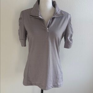 Nike tour performance golf shirt pink and black stripe medium